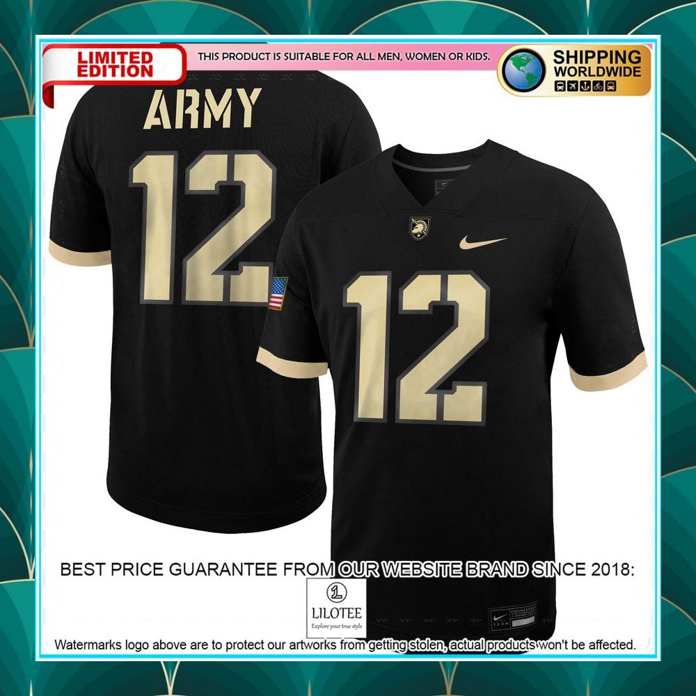 12 army black knights nike black football jersey 1 887