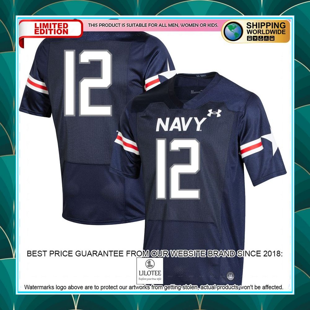 12 navy midshipmen under armour rivalry navy football jersey 1 983