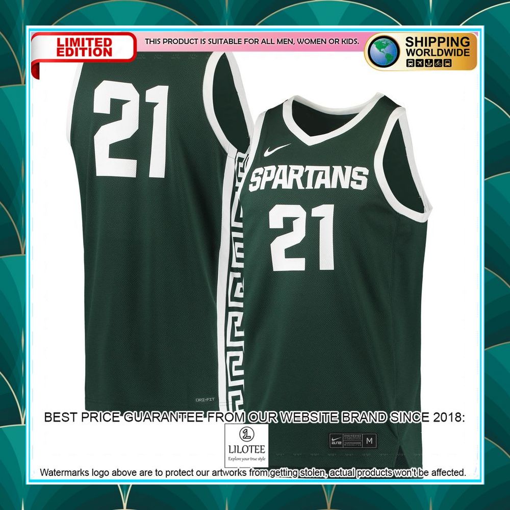 21 michigan state spartans nike replica green basketball jersey 1 905
