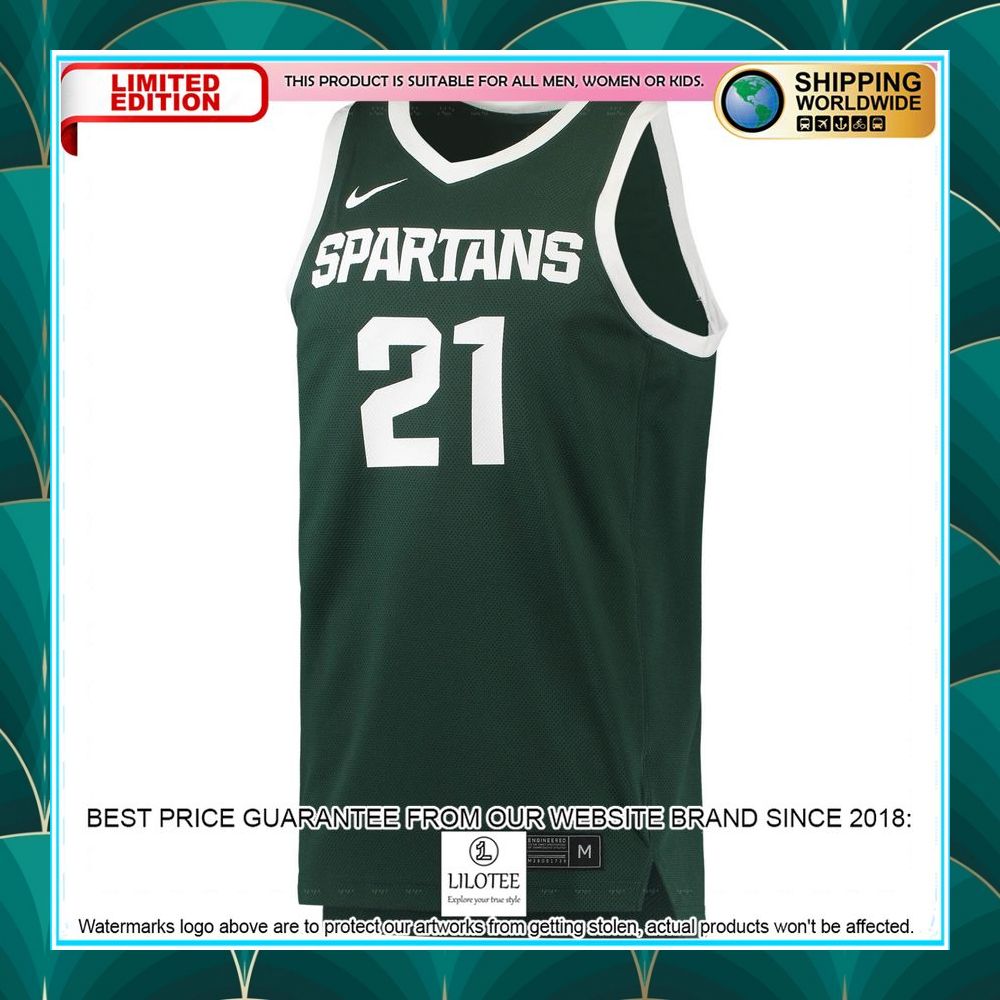 21 michigan state spartans nike replica green basketball jersey 2 376