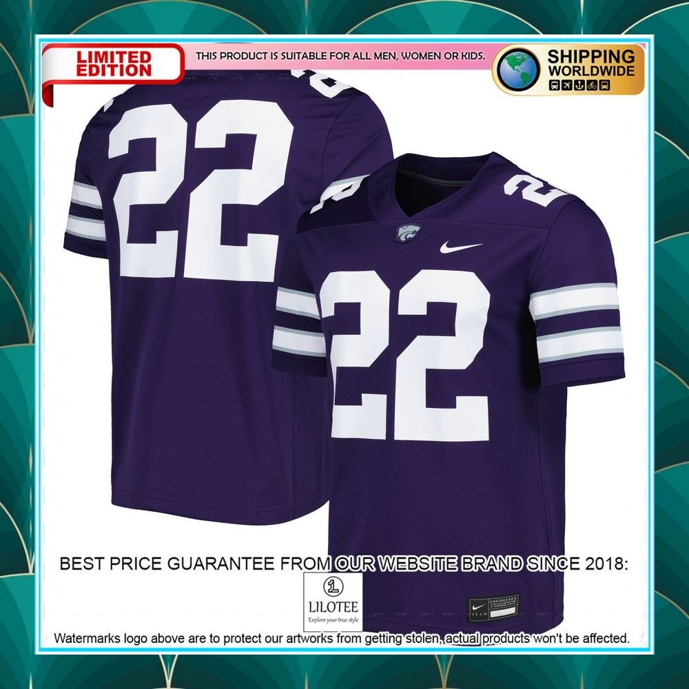 22 kansas state wildcats nike purple football jersey 1 32