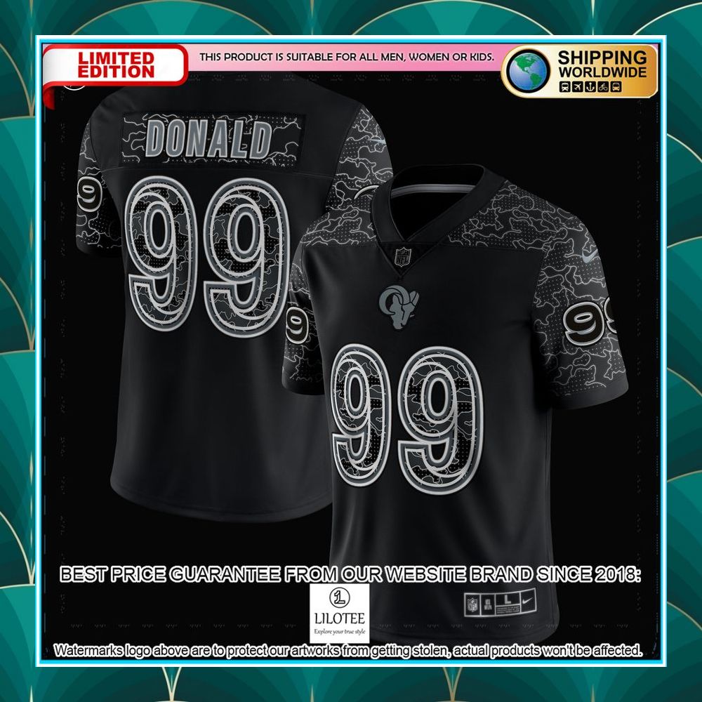 aaron donald los angeles rams rflctv black football jersey 2 953
