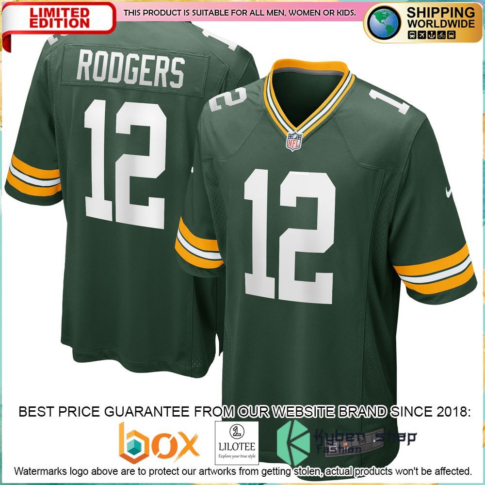 aaron rodgers green bay packers nike green football jersey 1 362