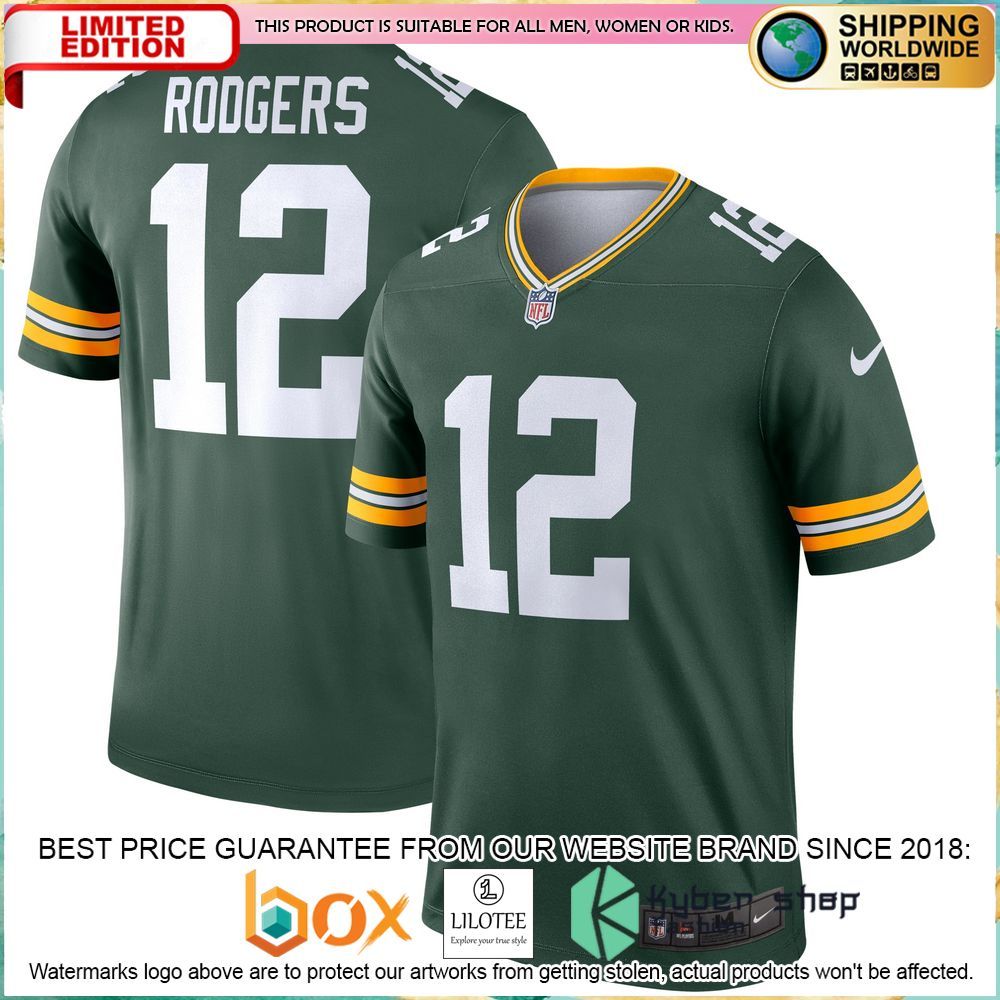 aaron rodgers green bay packers nike legend green football jersey 1 303