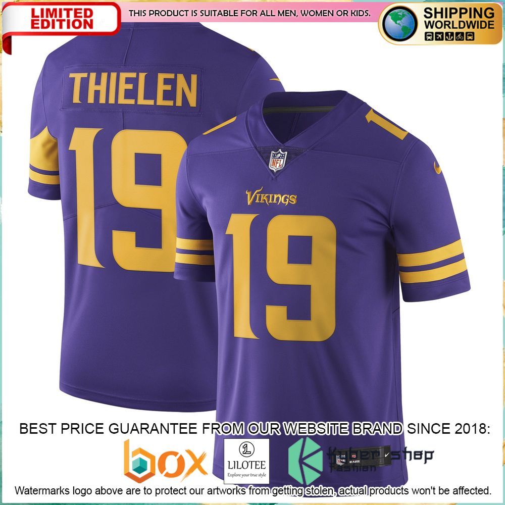 adam thielen minnesota vikings nike vapor untouchable color rush purple football jersey 1 332