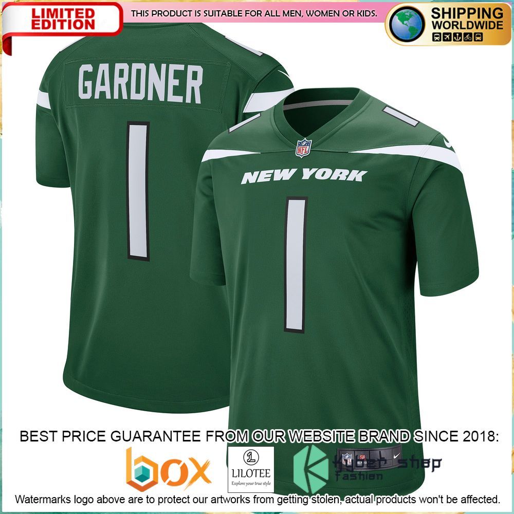ahmad sauce gardner new york jets nike 2022 nfl draft first round pick gotham green football jersey 1 711
