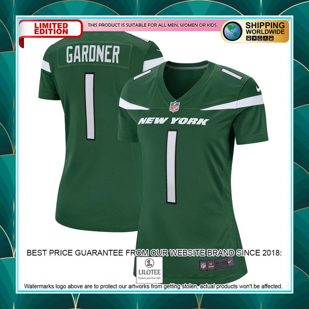 ahmad sauce gardner new york jets womens 2022 nfl draft first round pick gotham green football jersey 1 44