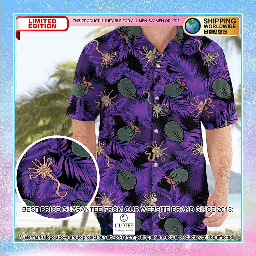 alien facehugger ovomorph hawaiian shirt 1 899