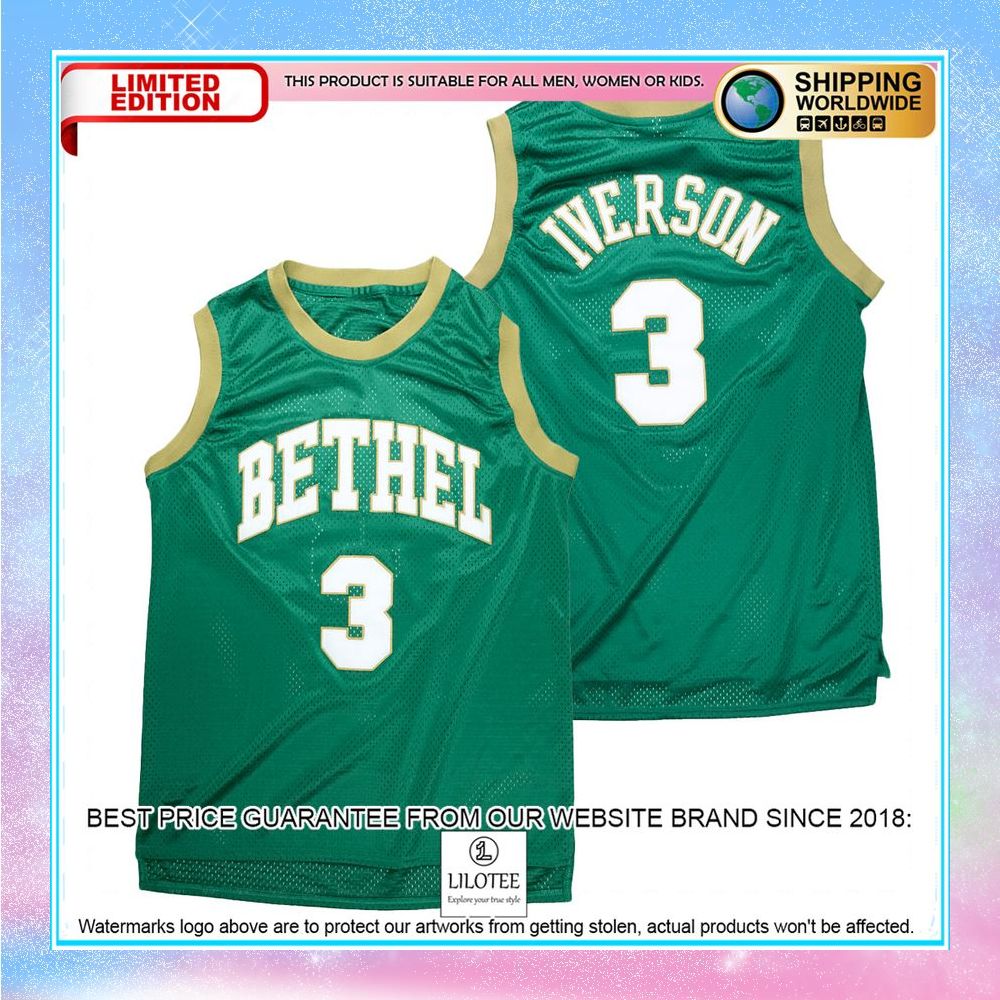 allen iverson bethel high school green basketball jersey 1 891