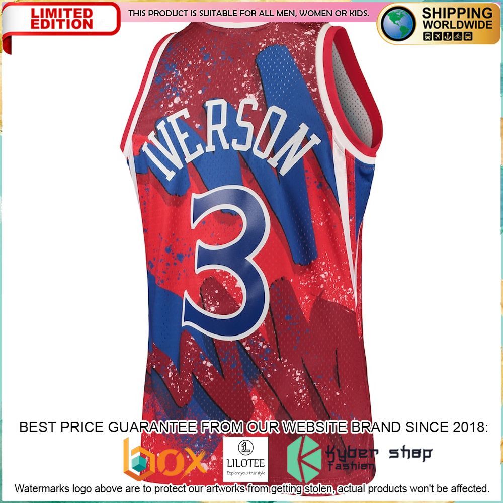 Allen Iverson Philadelphia 76ers 1996 97 Red Basketball Jersey - LIMITED EDITION 6 allen iverson philadelphia 76ers 1996 97 red basketball jersey 3 828