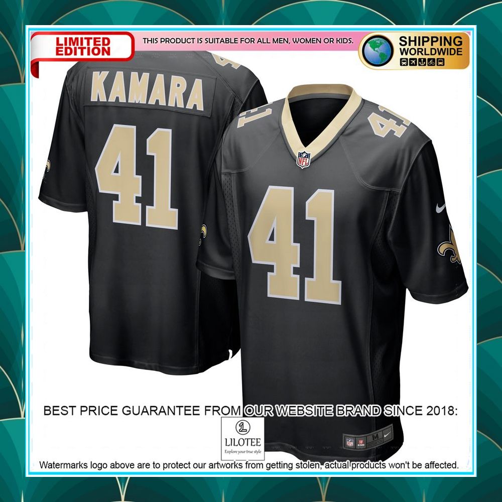 alvin kamara new orleans saints black football jersey 1 517