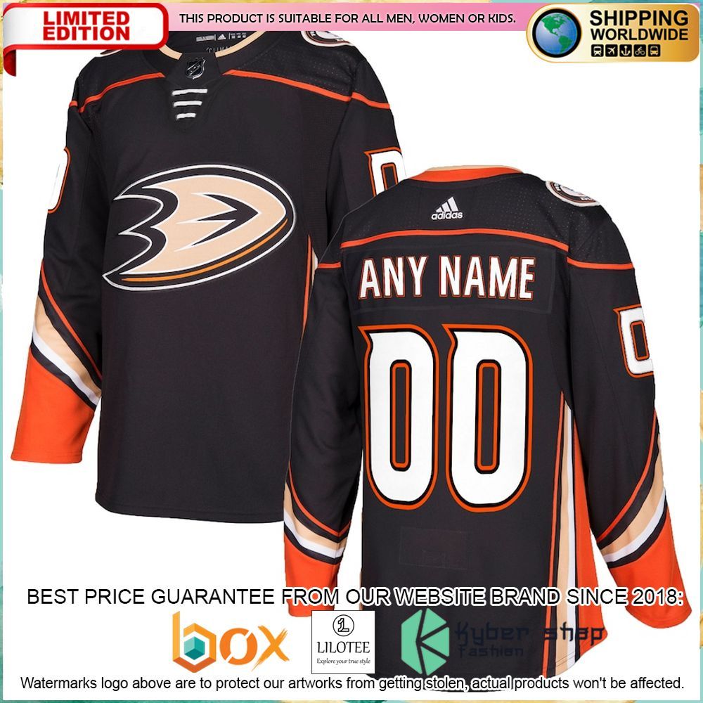 anaheim ducks adidas custom black hockey jersey 1 406