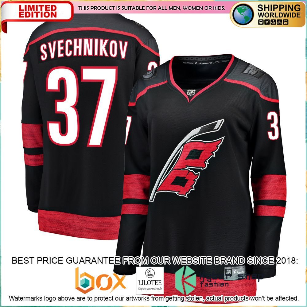 andrei svechnikov carolina hurricanes womens alternate premier breakaway black hockey jersey 1 964