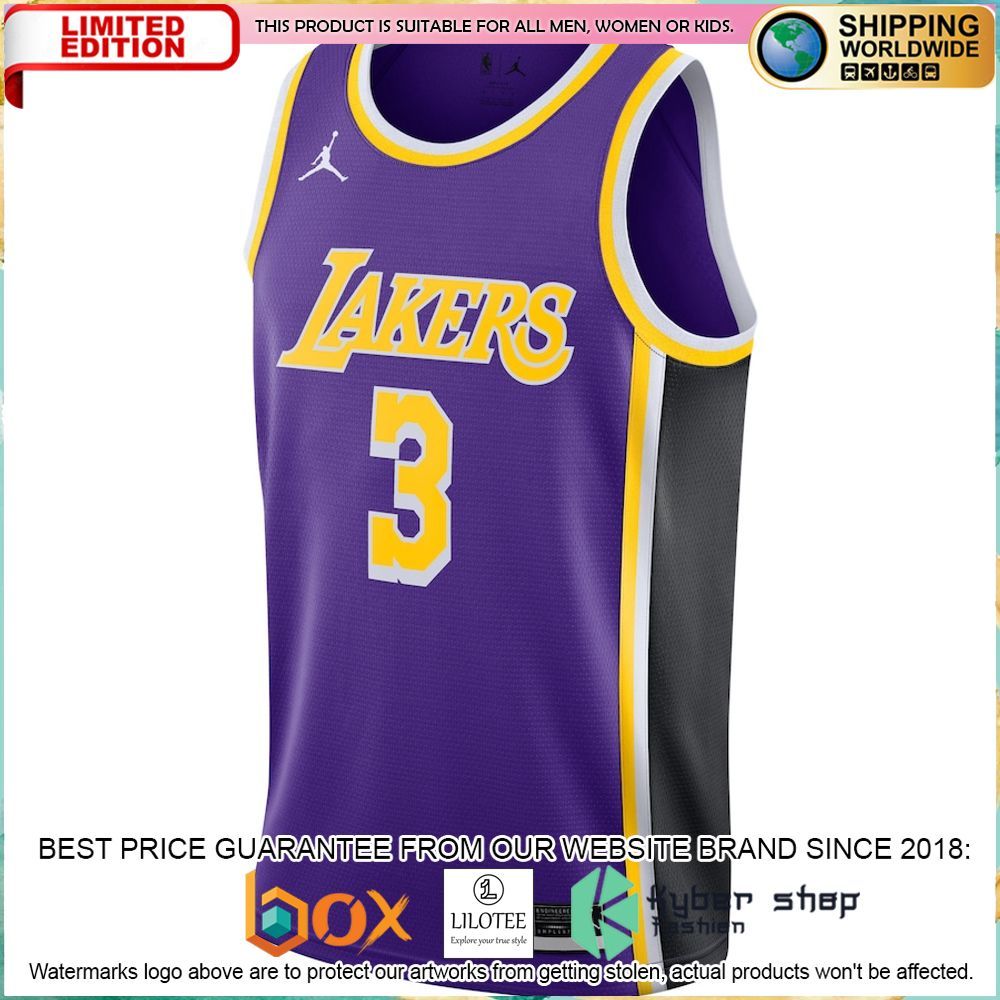 anthony davis los angeles lakers jordan brand 2020 21 purple basketball jersey 2 960