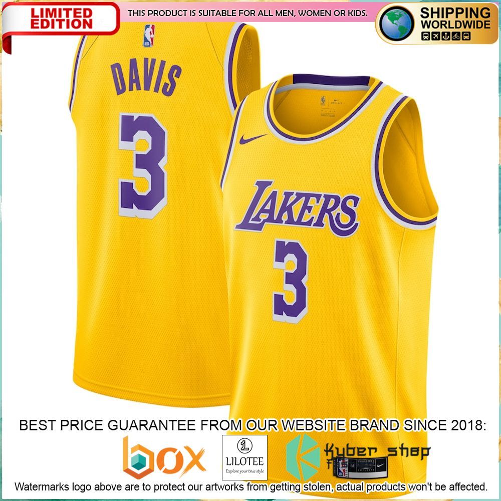 anthony davis los angeles lakers nike 2020 21 gold basketball jersey 1 34
