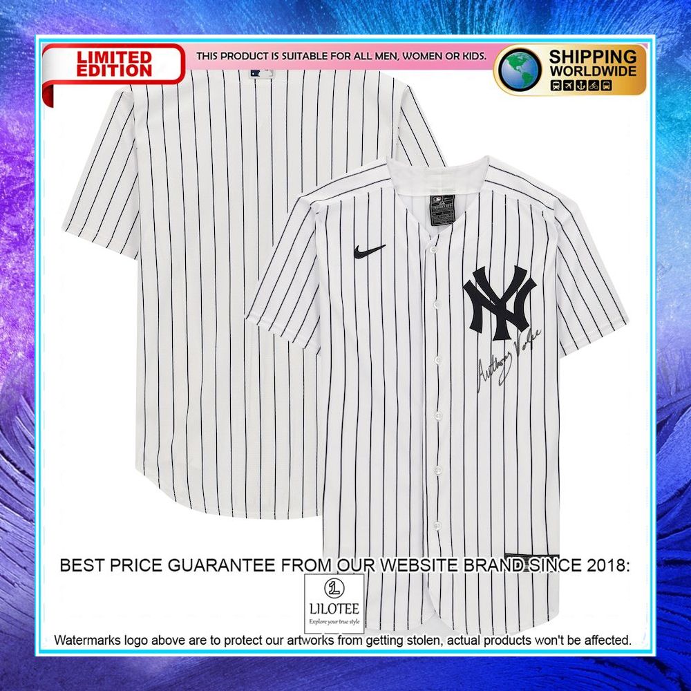 anthony volpe new york yankees autographed nike white baseball jersey 1 931