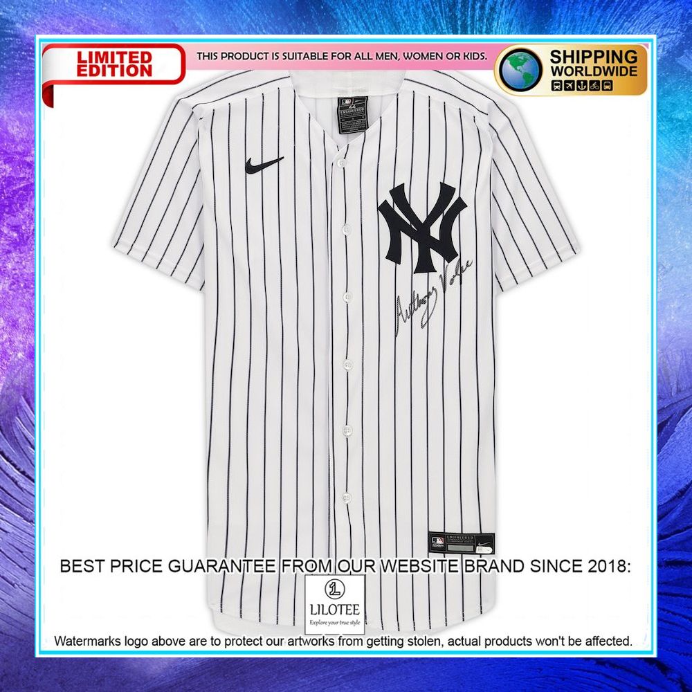 anthony volpe new york yankees autographed nike white baseball jersey 2 558