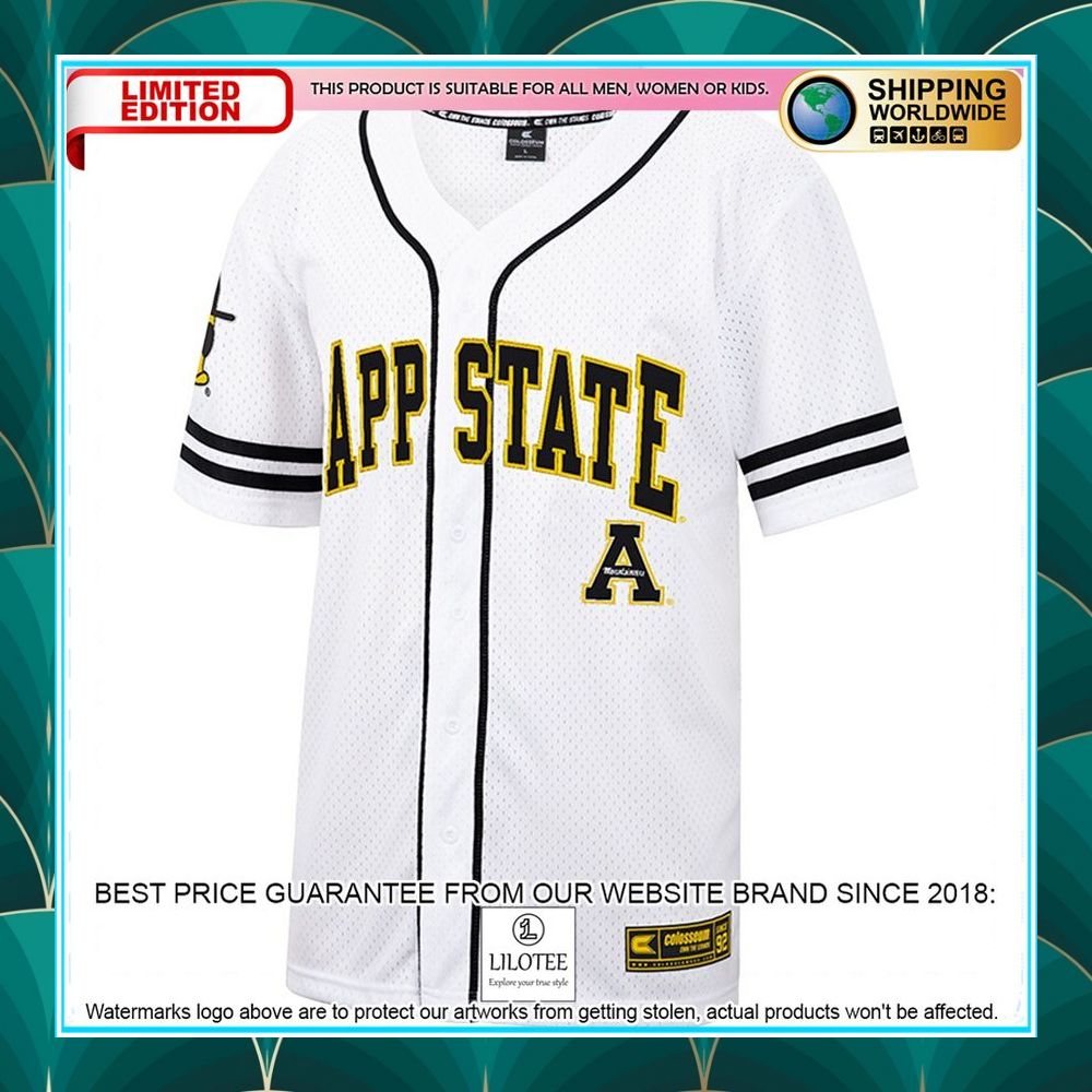 appalachian state mountaineers white black baseball jersey 2 611