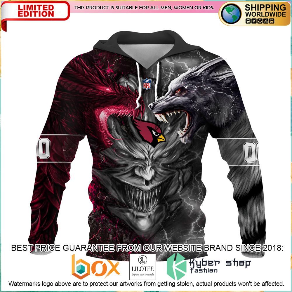 Arizona Cardinals Demon Face Dragon Wolf Personalized Hoodie, Pant - LIMITED EDITION 5 arizona cardinals demon face dragon wolf personalized hoodie pant 5 284