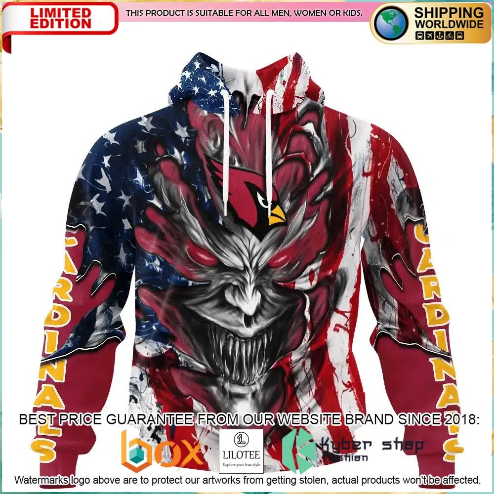 arizona cardinals demon face us flag personalized hoodie shirt 1 101