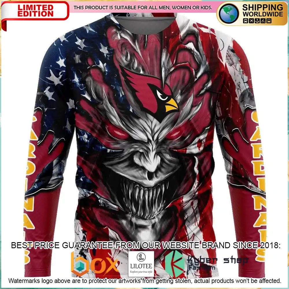 arizona cardinals demon face us flag personalized hoodie shirt 2 552