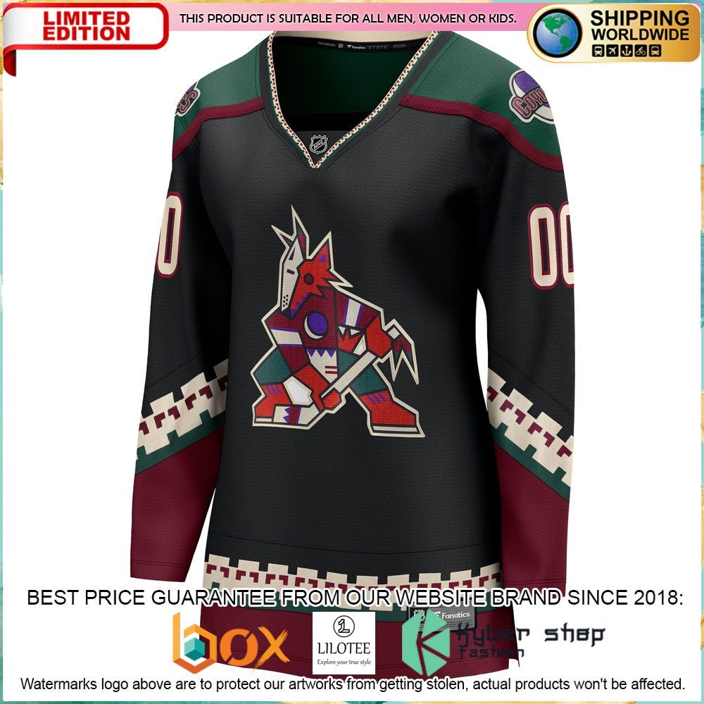 arizona coyotes womens 2021 22 custom black hockey jersey 2 330