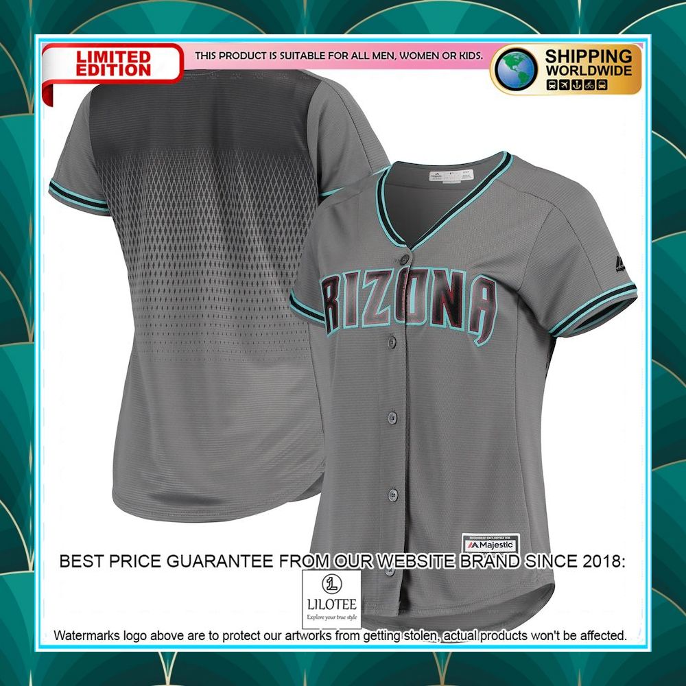 arizona diamondbacks majestic womens road official team gray baseball jersey 1 161