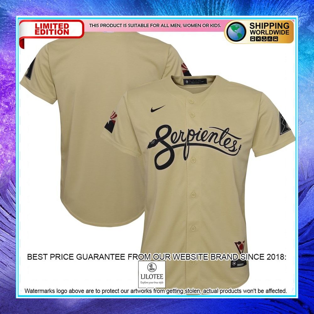 arizona diamondbacks nike youth city connect gold baseball jersey 1 733