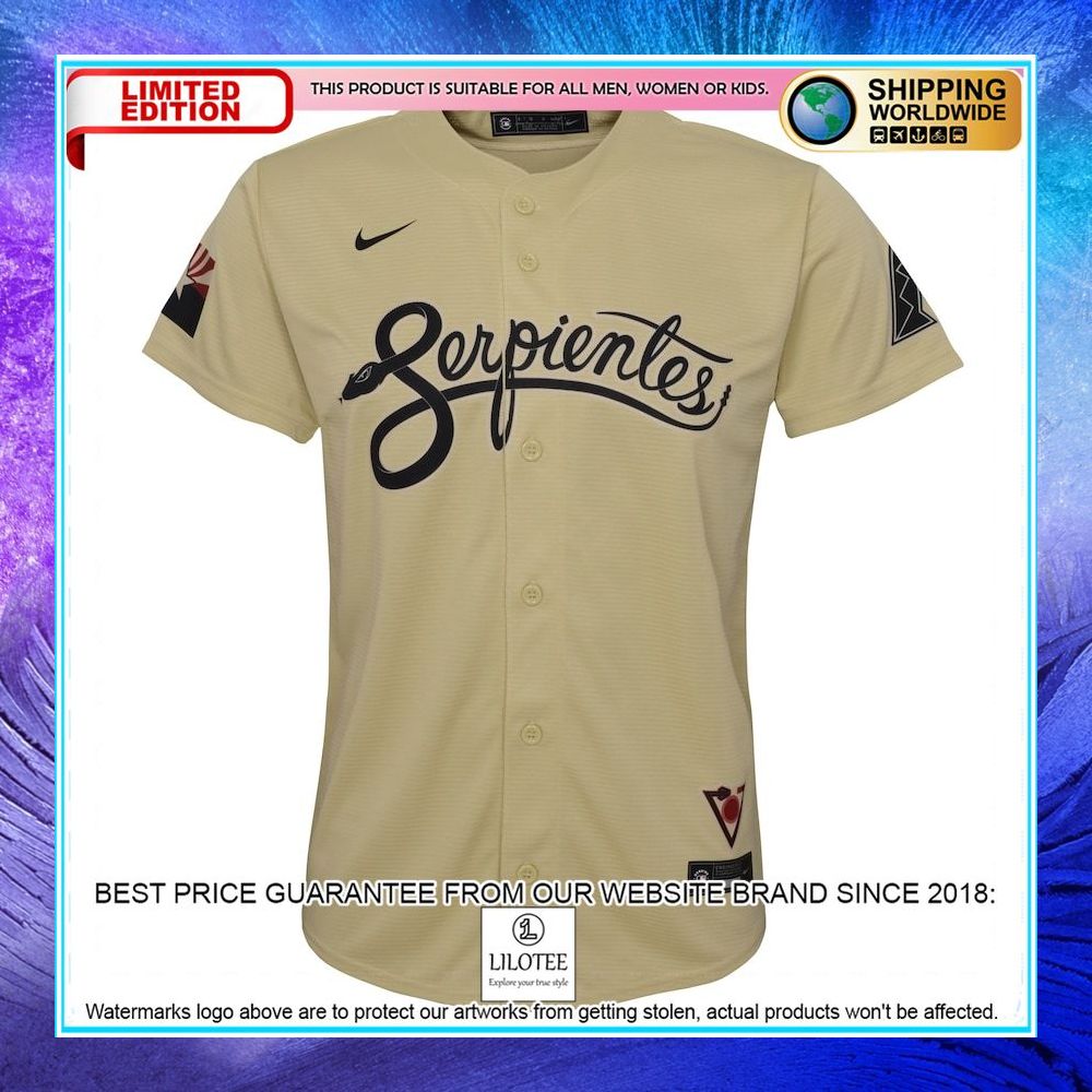 arizona diamondbacks nike youth city connect gold baseball jersey 2 106