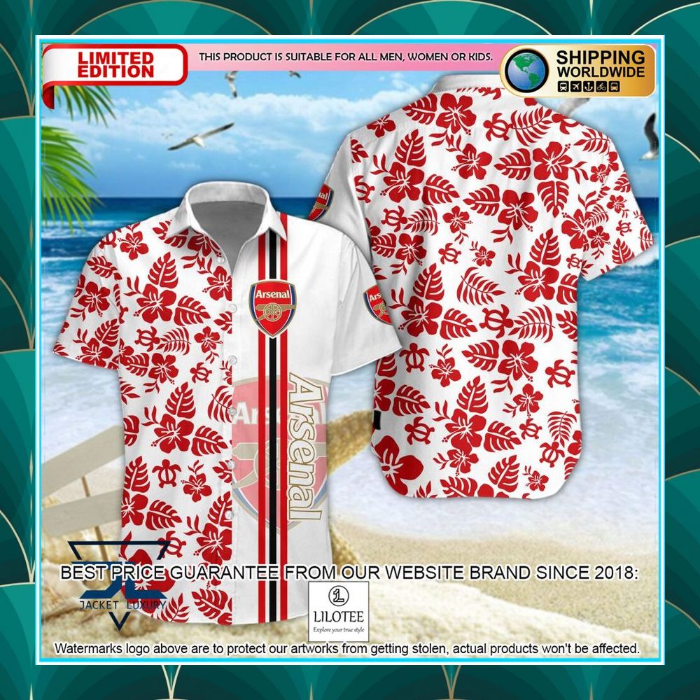 arsenal f c flowers hawaiian shirt shorts 1 191