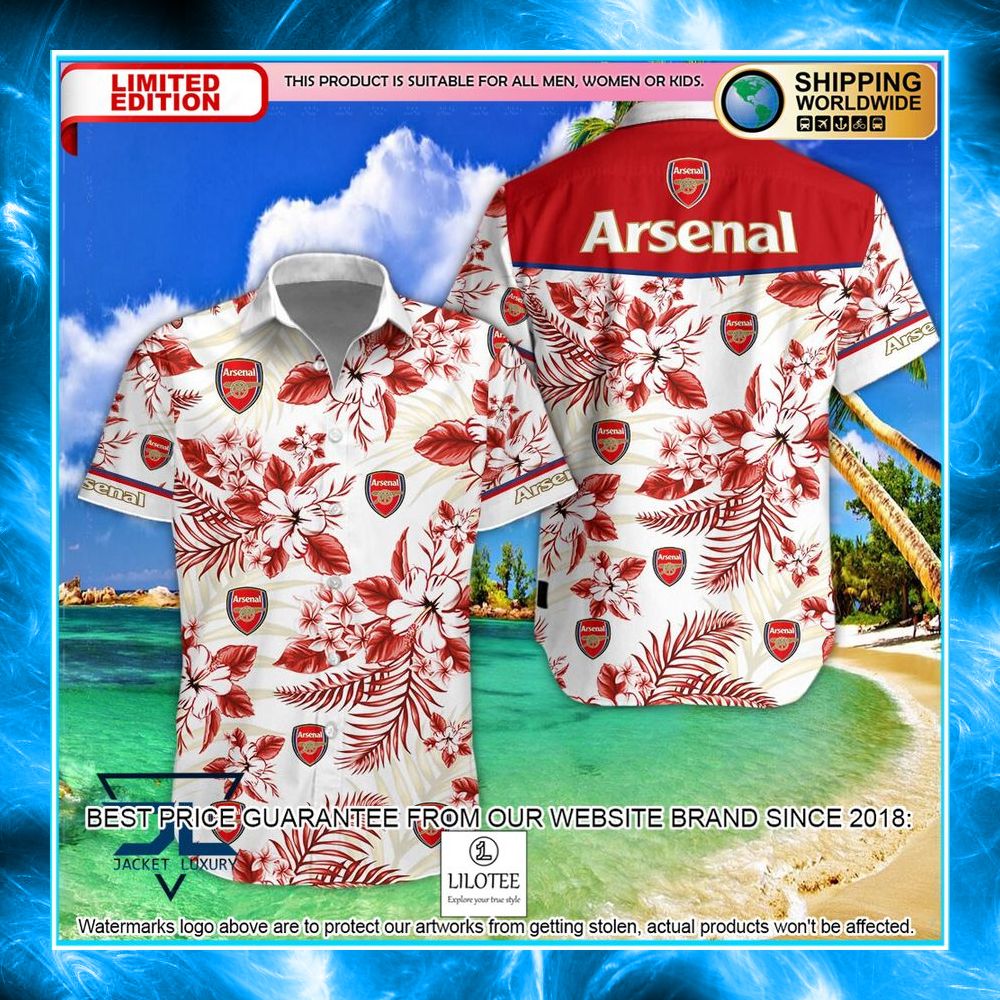 arsenal f c hibiscus hawaiian shirt shorts 1 511
