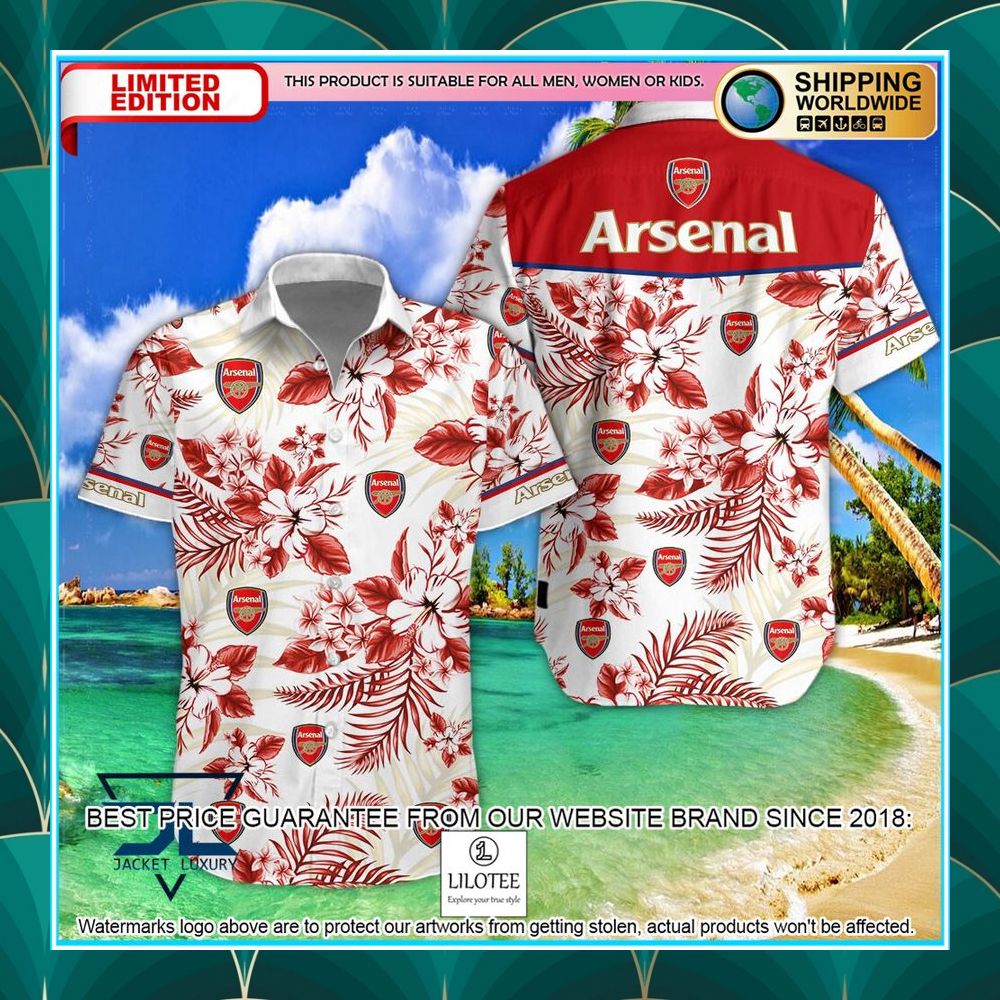 arsenal f c hibiscus hawaiian shirt shorts 1 993