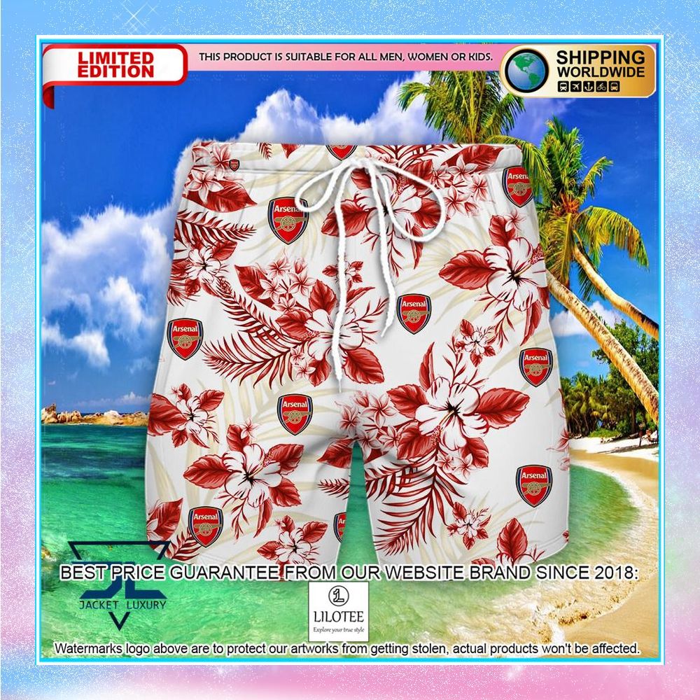 arsenal f c hibiscus hawaiian shirt shorts 2 148