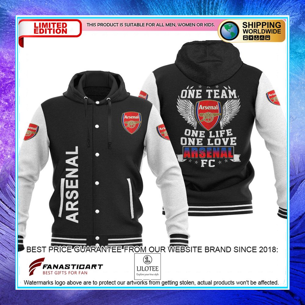 arsenal fc one team one life one love baseball hoodie jacket 1 879