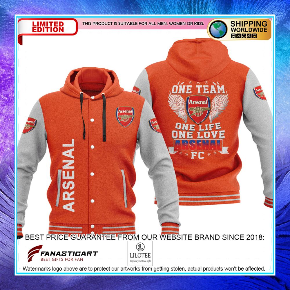 arsenal fc one team one life one love baseball hoodie jacket 5 102
