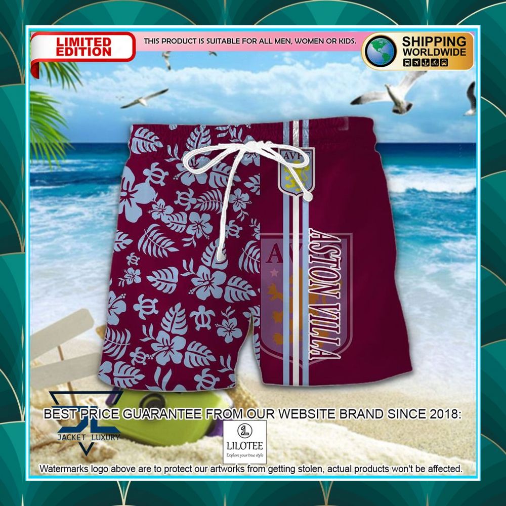 aston villa f c flowers hawaiian shirt shorts 2 407