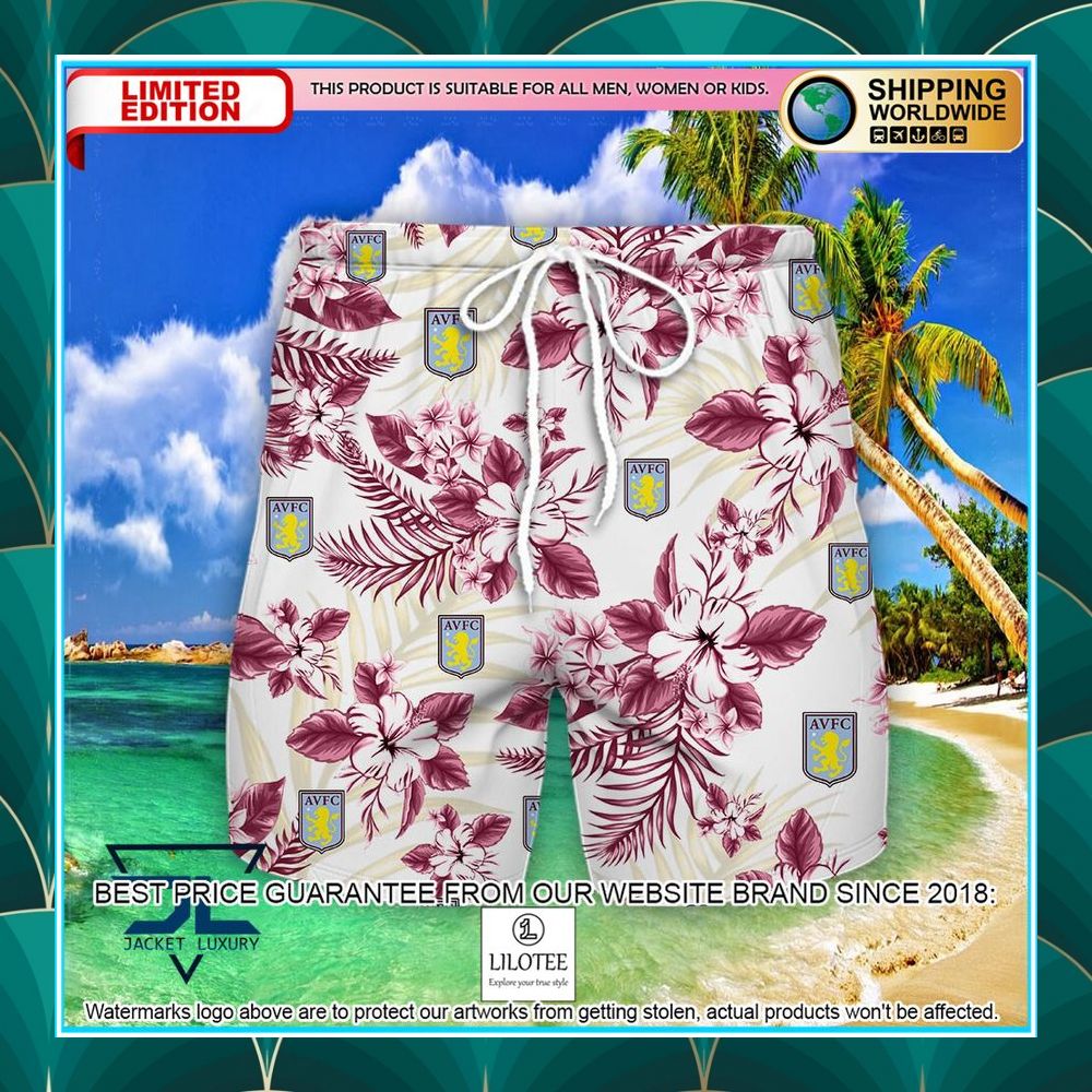 aston villa f c hibiscus hawaiian shirt shorts 2 232