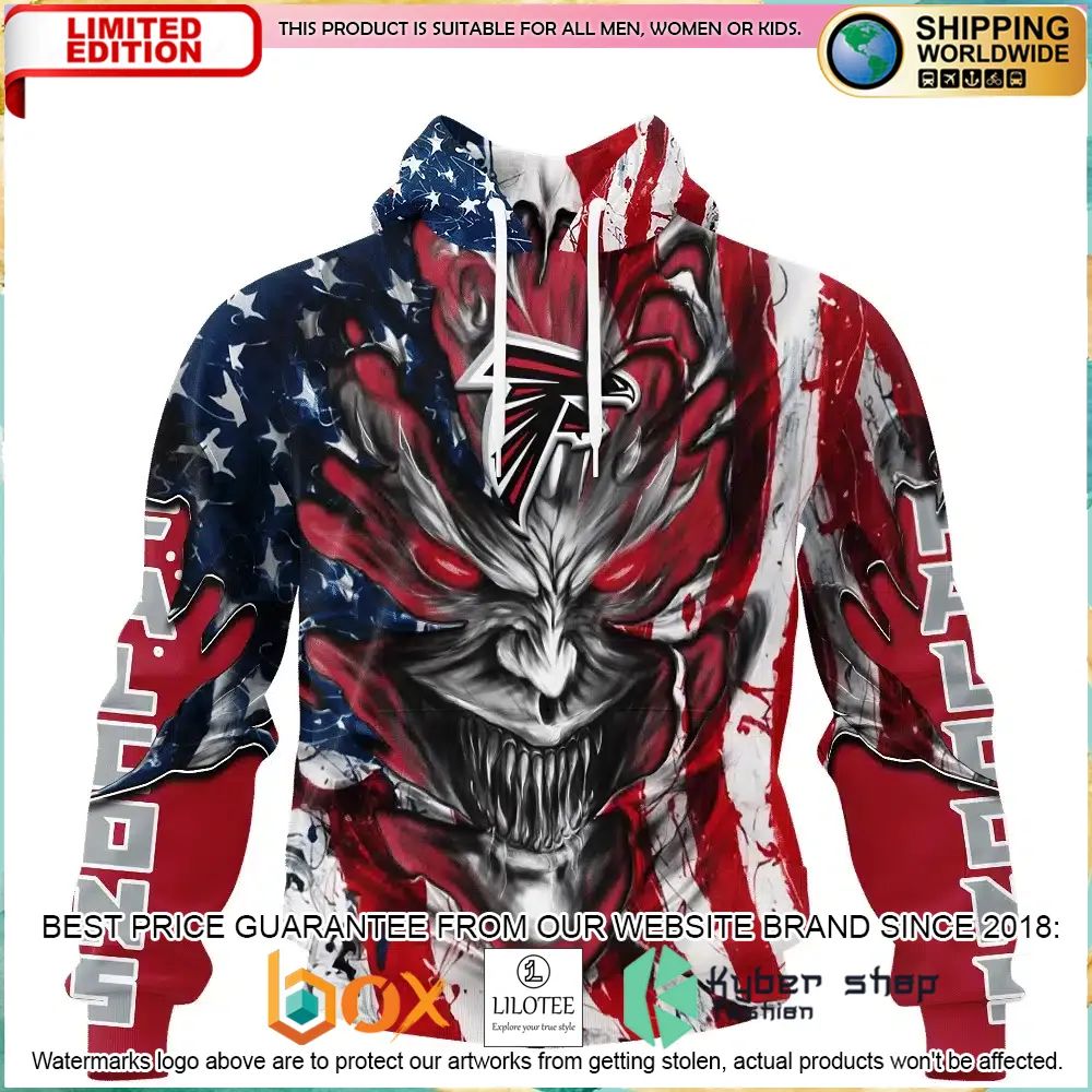 atlanta falcons demon face us flag personalized hoodie shirt 1 673
