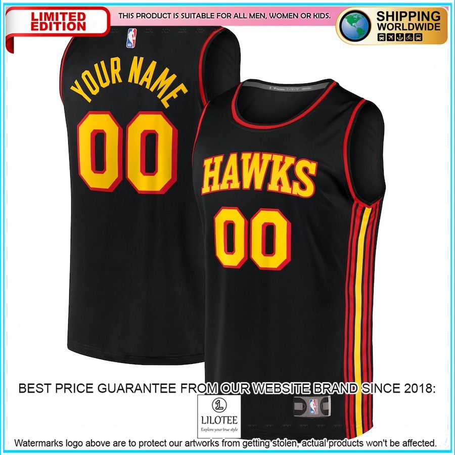 atlanta hawks custom black basketball jersey 1 544