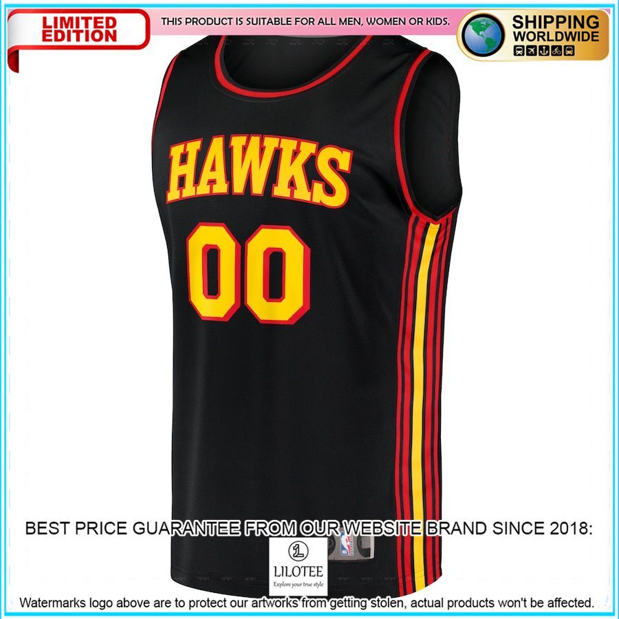 atlanta hawks custom black basketball jersey 2 82