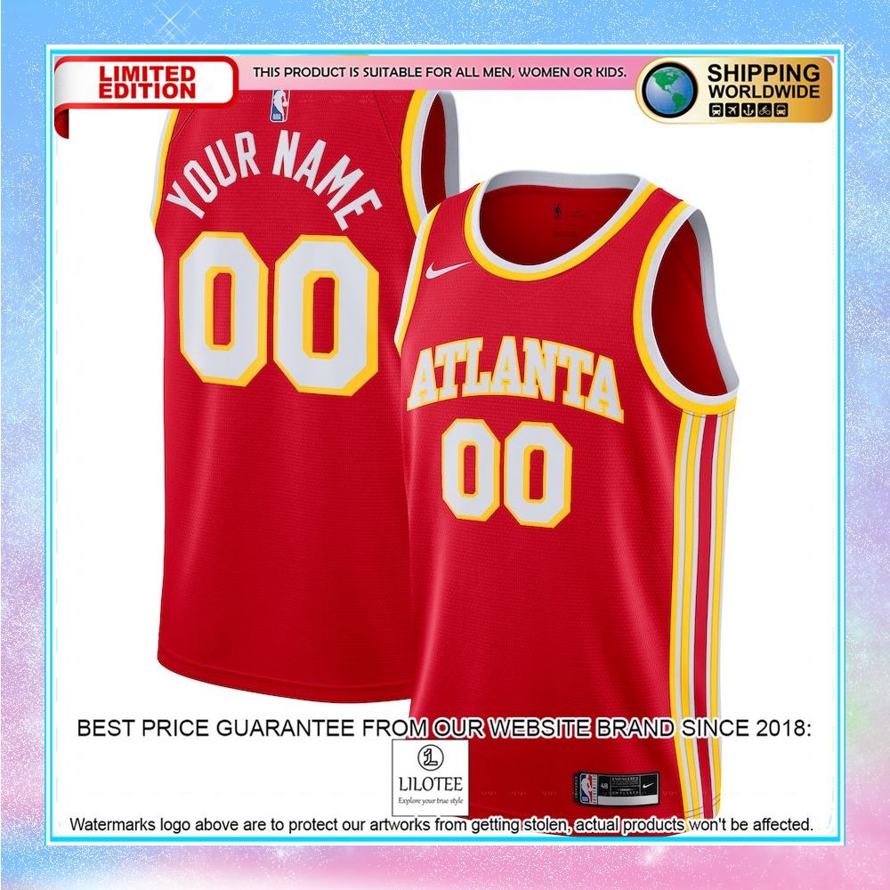 atlanta hawks nike 2020 21 custom red basketball jersey 1 383