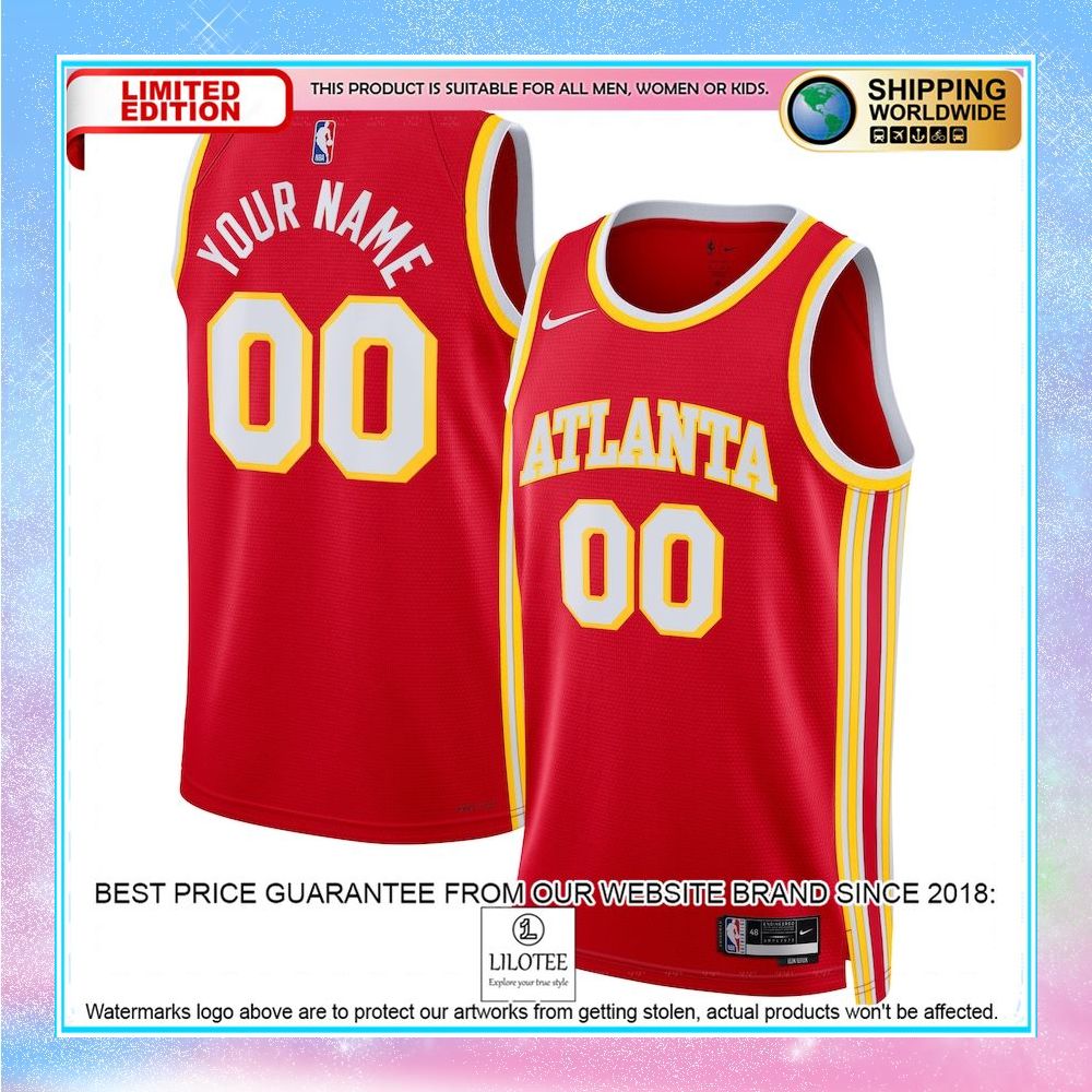 atlanta hawks nike unisex 2022 23 custom red basketball jersey 1 872