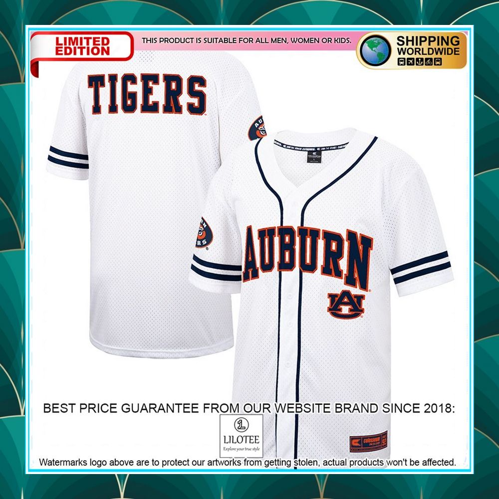 auburn tigers white navy baseball jersey 1 993