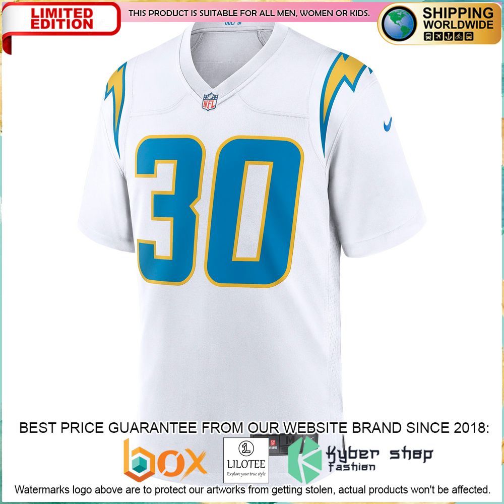 austin ekeler los angeles chargers nike white football jersey 2 62