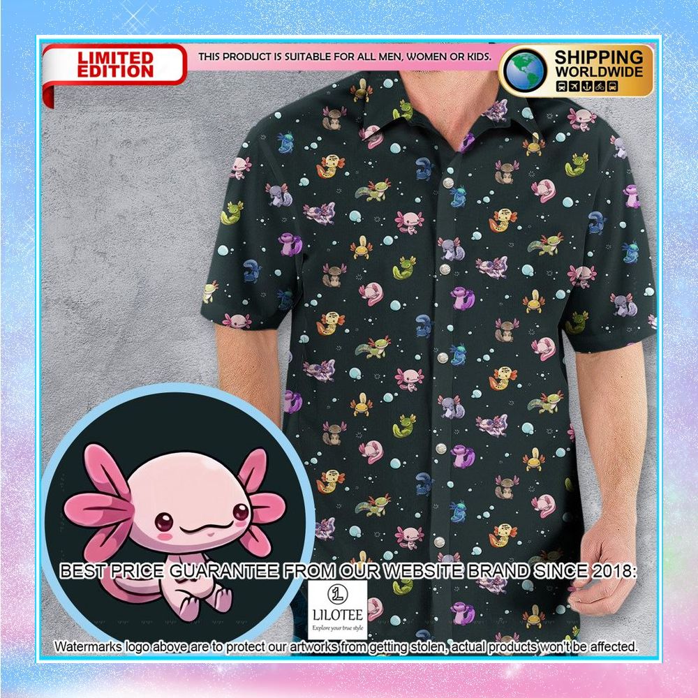 axolotls of the world pattern hawaiian shirt 1 515