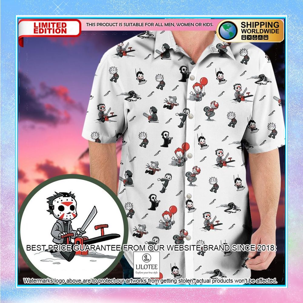 baby horror characters pattern hawaiian shirt 1 34