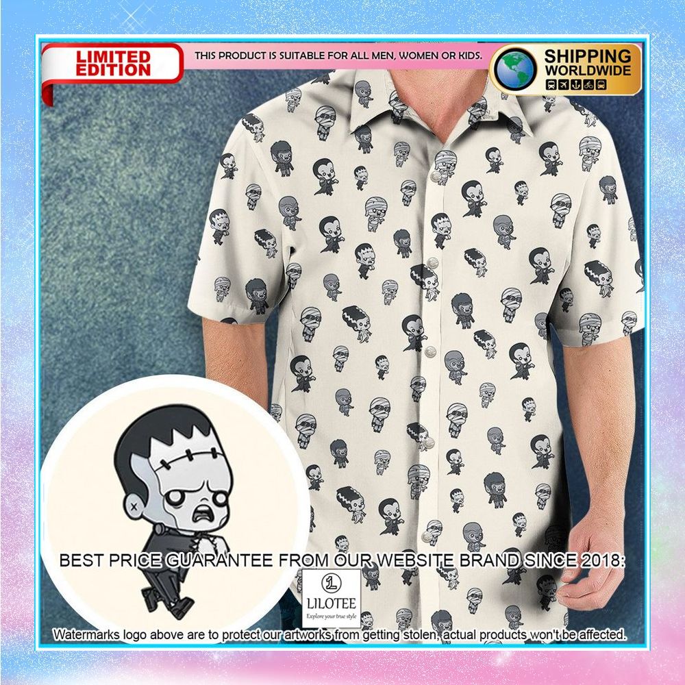 baby monsters pattern hawaiian shirt 1 618