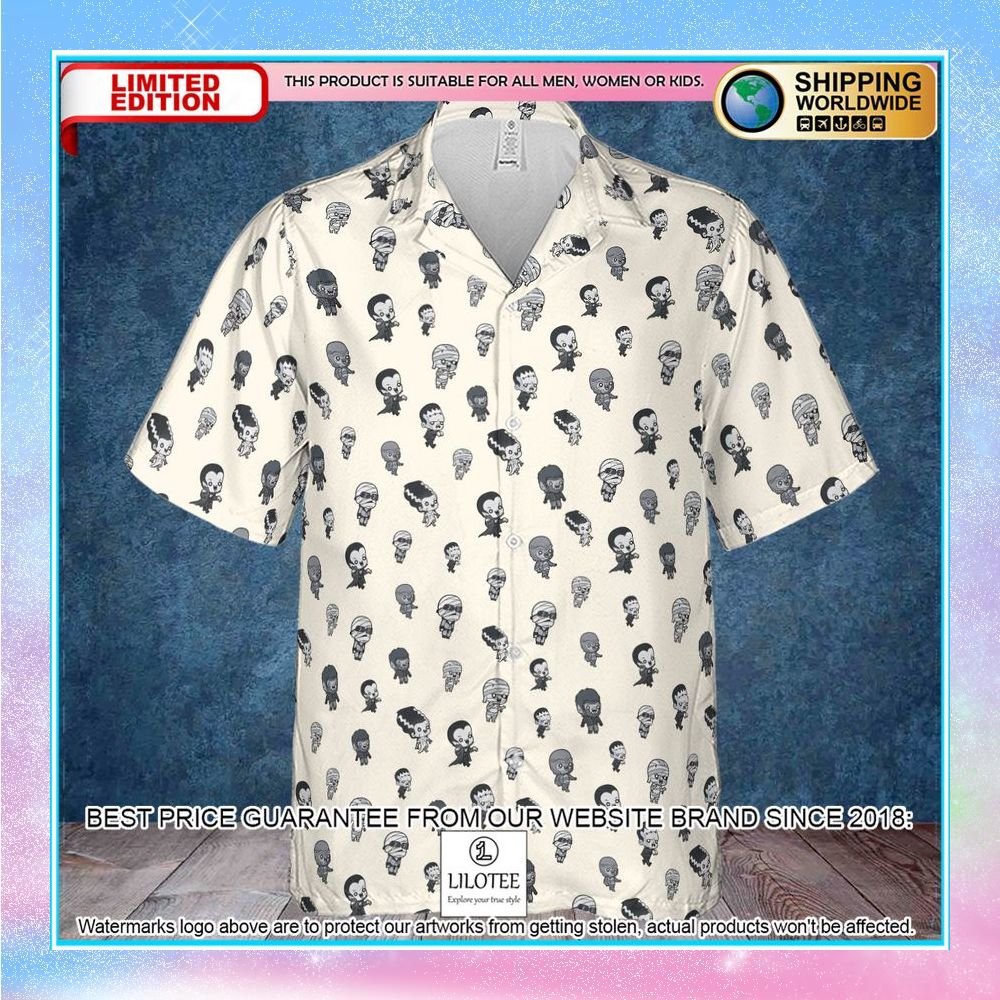 baby monsters pattern hawaiian shirt 2 575