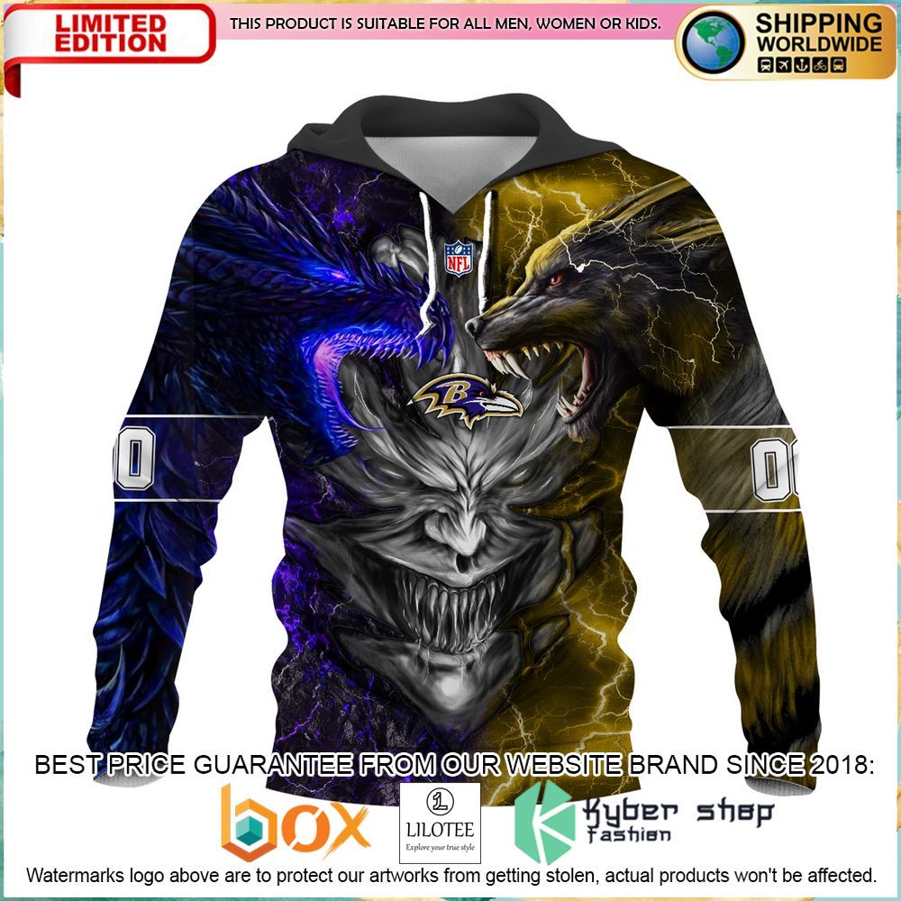 baltimore ravens demon face dragon wolf personalized hoodie pant 1 42