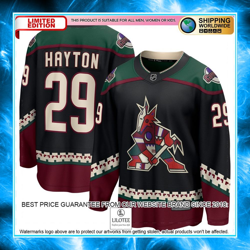 barrett hayton arizona coyotes black hockey jersey 1 666